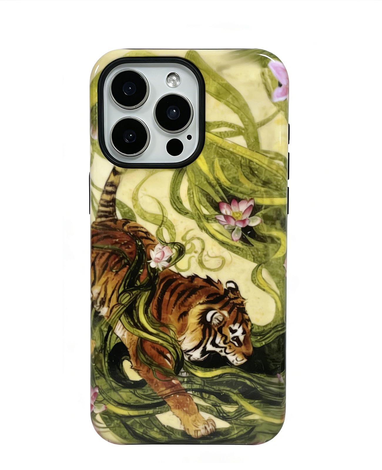 for iPhone 17 Pro Case Cute Retro Chinese-Style Tiger Phone Case Made of Hard PC Material, It Provides Full Protection with A Glossy Finish for Women (Green, iPhone 17 Pro)