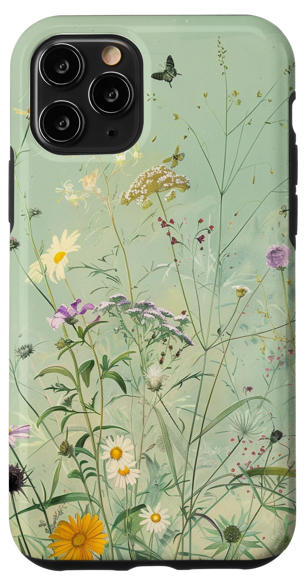 Sage Green Boho Botanical Wildflowers Plants Case for iPhone 16 Pro Max