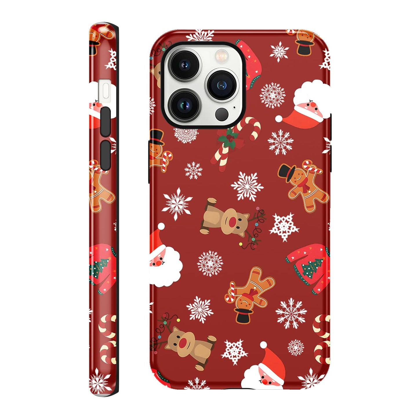 Merry Christmas Phone Case for iPhone 13/14, Cute Case with Candy Gingerbread Man Pattern, Hybrid Durable Shockproof Soft Silicone Cover for Girl Women Men Boys