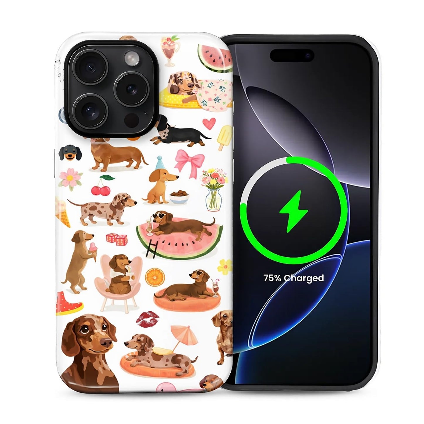 Case Compatible with iPhone 17 [Compatible with MagSafe] Hybrid 2-Layer Hard Shell Protection Case, Shockproof Protective Magnetic Cover for iPhone 17, Funny Sausage Dog Dachshund Collage
