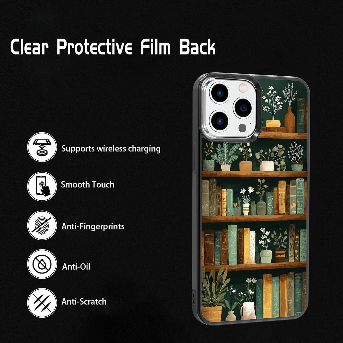 Aesthetic Bookshelf Urban Jungle Potted Plants Botanical Phone Case, Shockproof Protective Cover for iPhone 11 12 13 14 15 16 17 Pro Max Plus Mini XR 7 8 SE
