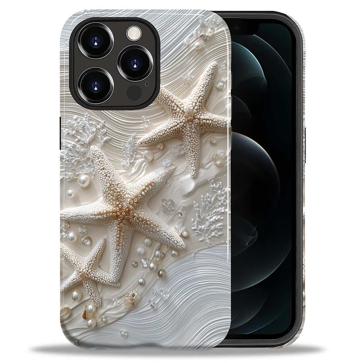 DAIZAG Case for iPhone 13 iPhone 14, Christmas Coffee Snowflake Cane Full-Body Design Hybrid Dual Protection Soft TPU + Hard PC, Shockproof Scratch-Resistant Protective Cover Phone Case for Men Women