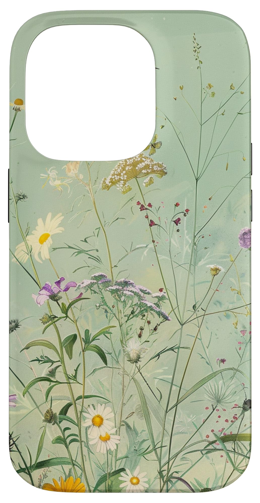 Sage Green Boho Botanical Wildflowers Plants Case for iPhone 16 Pro Max