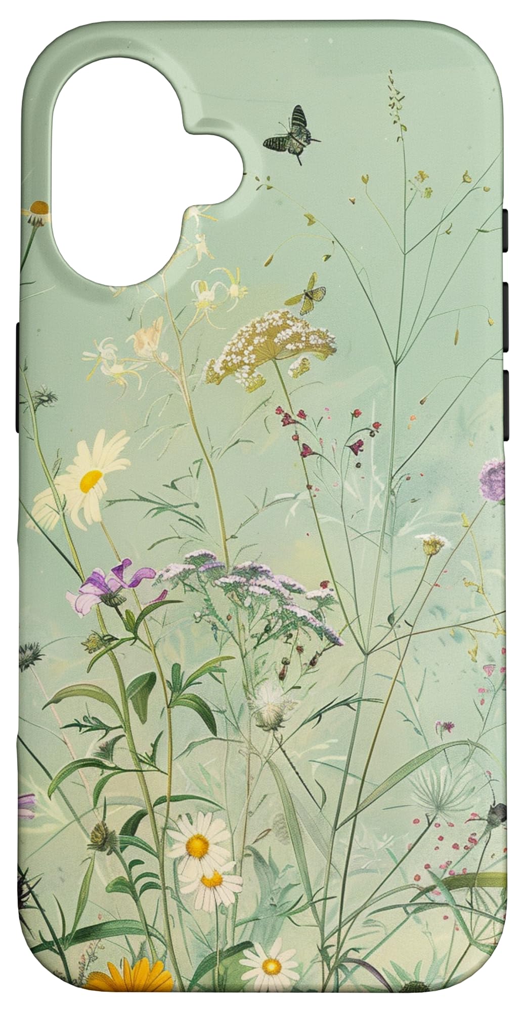 Sage Green Boho Botanical Wildflowers Plants Case for iPhone 16 Pro Max