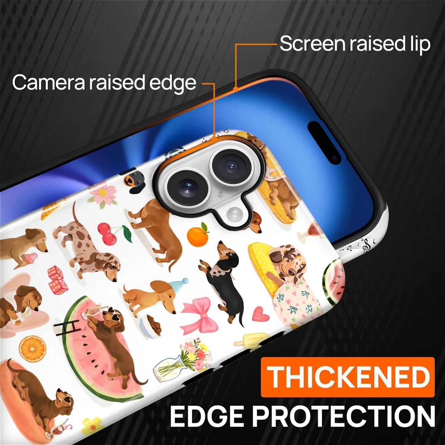 Case Compatible with iPhone 17 [Compatible with MagSafe] Hybrid 2-Layer Hard Shell Protection Case, Shockproof Protective Magnetic Cover for iPhone 17, Funny Sausage Dog Dachshund Collage