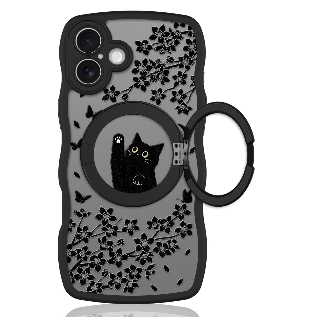 Cute Magnetic Case for iPhone 14 Case, Black Cats Pattern | Compatible with MagSafe, Soft Bumper Hard Back Kawaii Animal Aesthetic Protective Phone Cover Design for Women Girls Boys