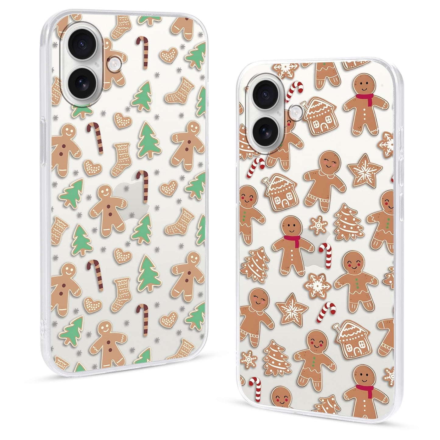 2 Pack Christmas Phone Case for iPhone 16 6.1'', Cute Christmas Tree Pattern Gifts Case with Gingerbread Canes Design Soft TPU Anti-Fall Protective Slim Shockproof Cover for Girl Women Men