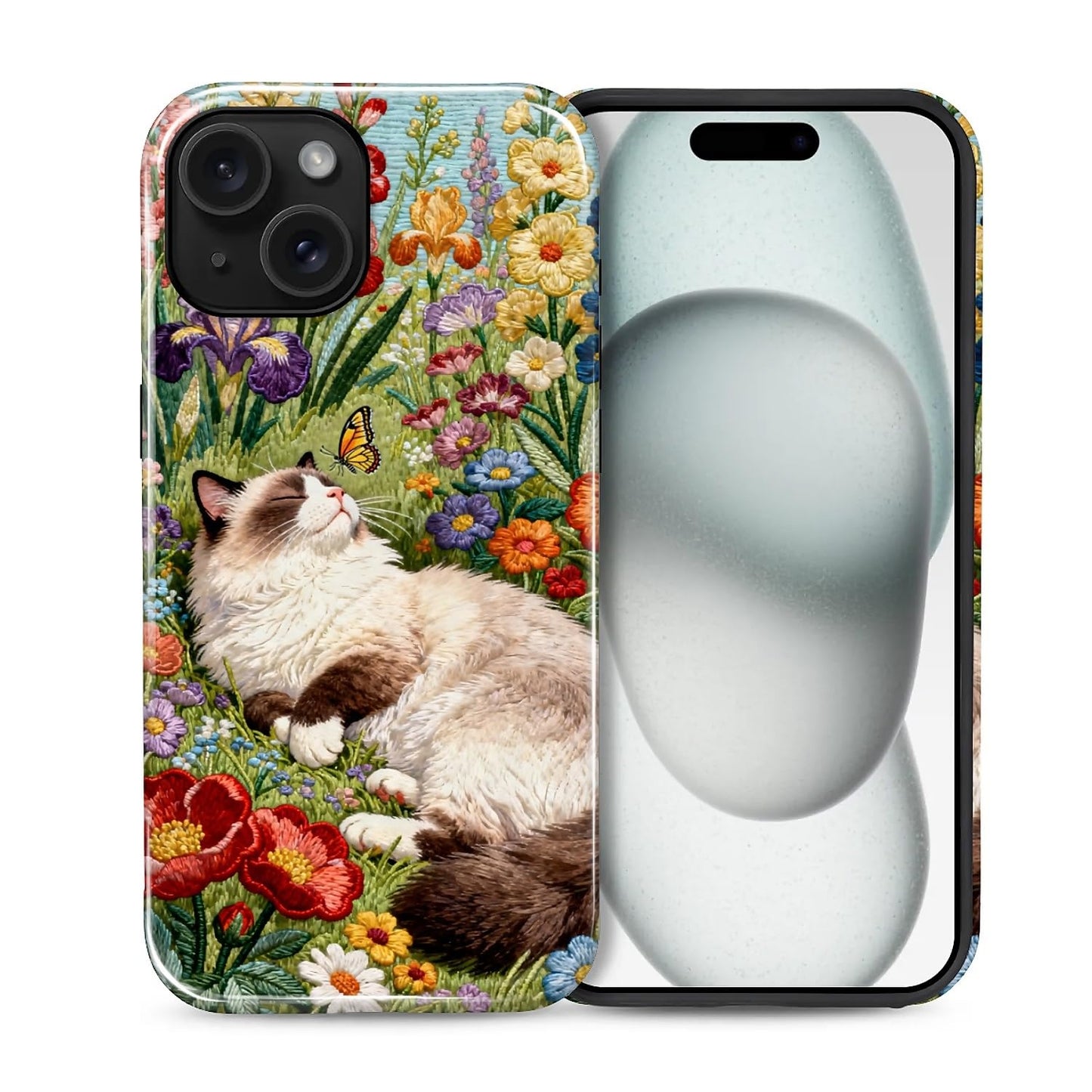 Case for iPhone 15, Shockproof Hybrid Protective Phone Case, Dual-Layer Drop Protection Anti-Scratch, Cozy Cats