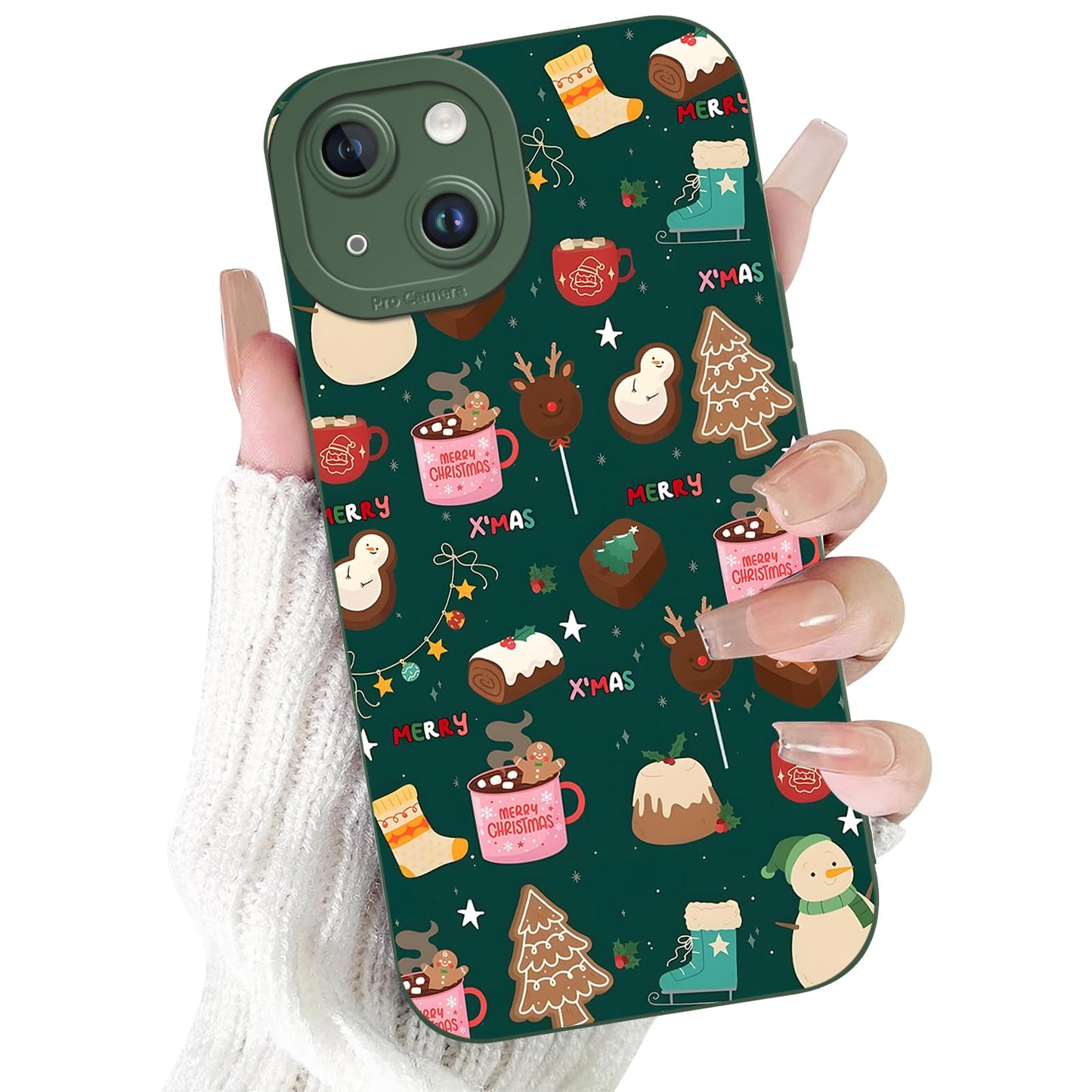 Merry Christmas Phone Case for iPhone 16 6.1，Cute Silicone Case with Xmas Tree Snowflakes, Elk Pattern，Soft Protective Shockproof Gifts for Girls Women Men Boys-Red White Snowflake