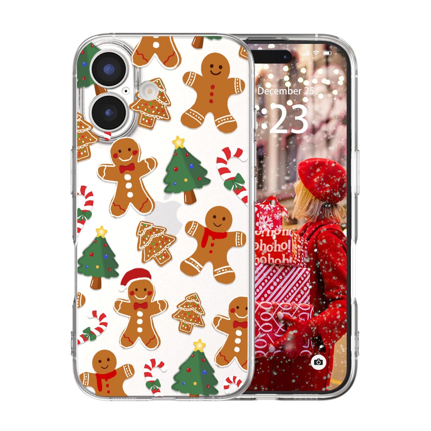 for iPhone 16 Christmas Case Cute Xmas Tree Clear - Gingerbread Man | Xmas Santa Girly Women Girls Kids Snowflakes Candy Winter Holiday Festival Gifts Trendy Soft Protective Cover