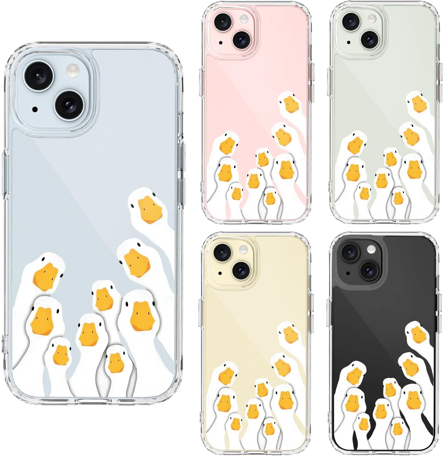 JOYLAND Funny Goose Case for iPhone 15 Cartoon Animal Cute Design Clear Cell Phone Case Acrylic Hard Back Slim Cover Shockproof Protective Cover for iPhone 15 6.1 Inch