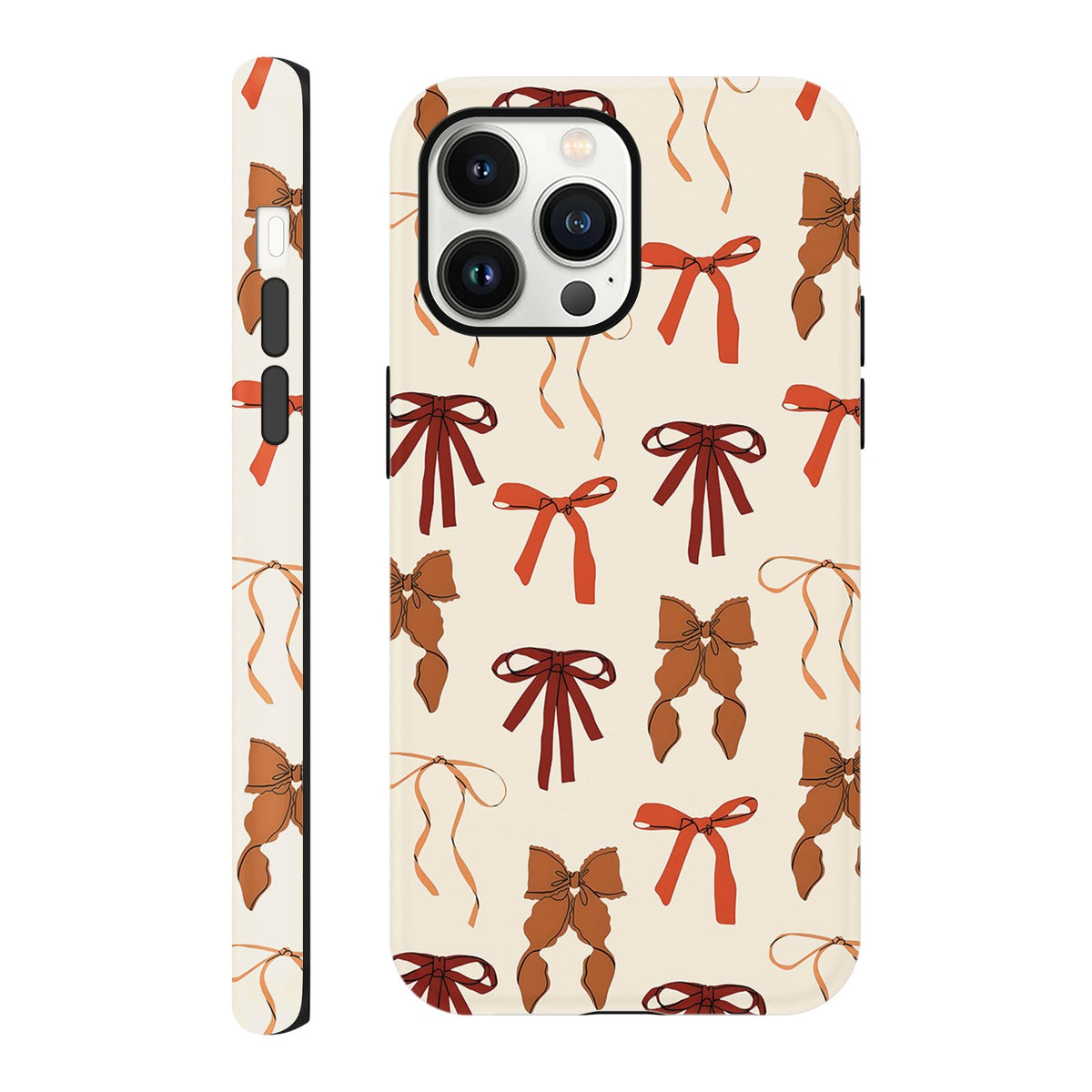 Cute Christmas Bow Phone Case for iPhone 12/12 Pro Case 6.1", Red Green Aesthetic Coquette Preppy Ribbon Bowknot Pattern Design Cover Shockproof Soft TPU Hard PC Protection Girls Women Funda