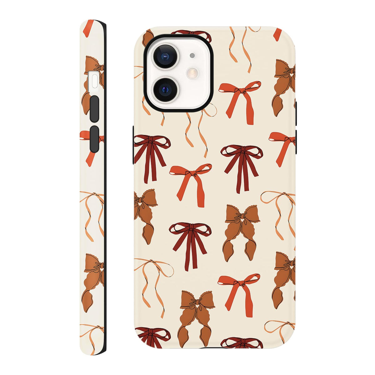 Cute Christmas Bow Phone Case for iPhone 12/12 Pro Case 6.1", Red Green Aesthetic Coquette Preppy Ribbon Bowknot Pattern Design Cover Shockproof Soft TPU Hard PC Protection Girls Women Funda