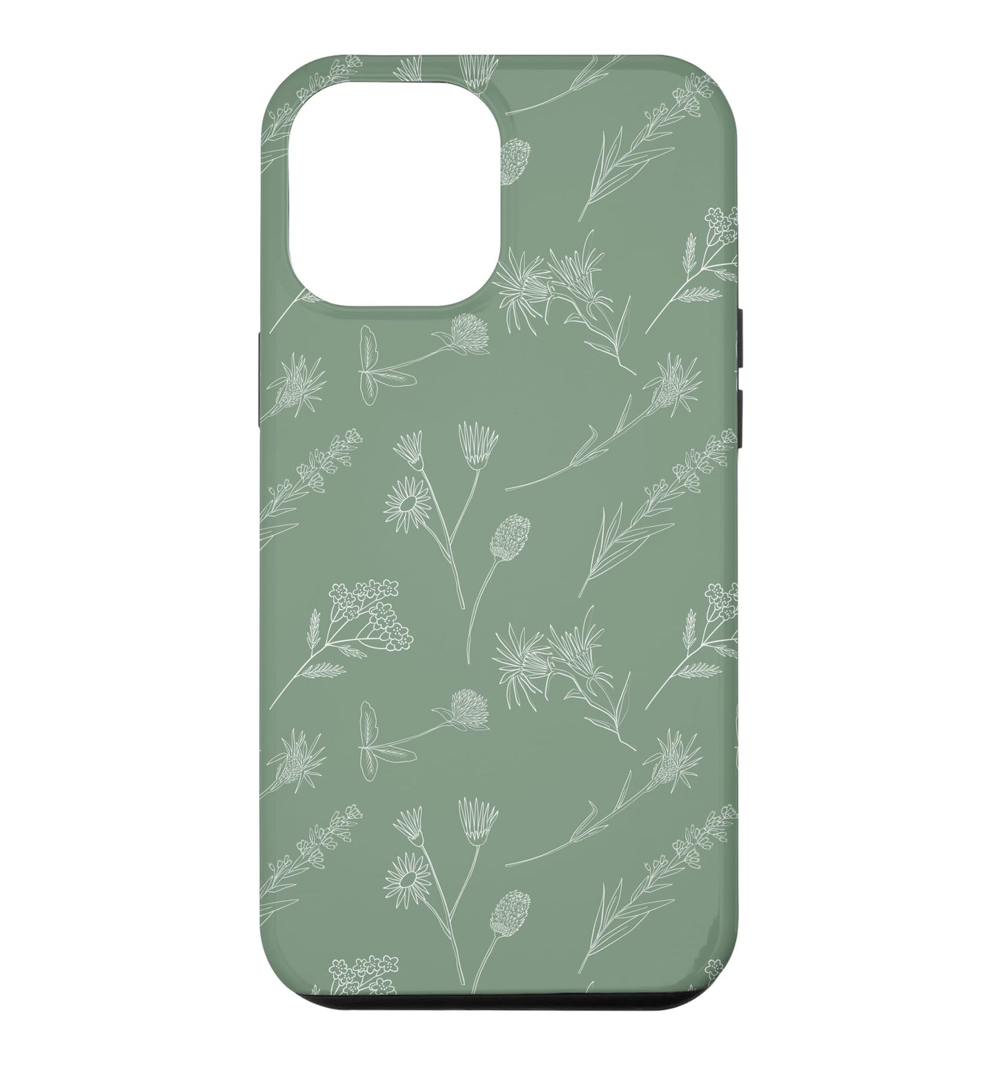Leaves Botanical Plant Line Art Sage green Wildflower Floral Case for iPhone 16 Pro Max