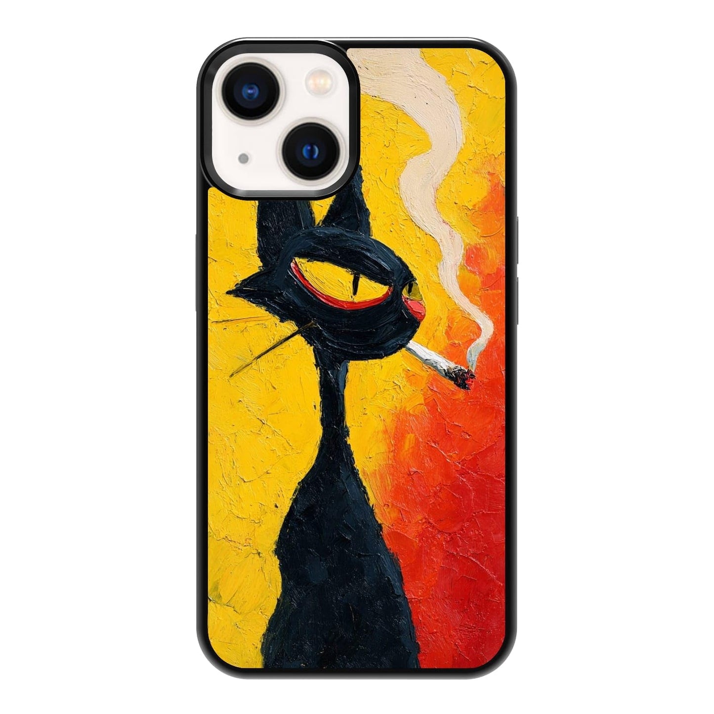 Lush Tropical Monstera Leaves Black Cat Botanical Art Phone Case, Shockproof Protective Cover for iPhone 11 12 13 14 15 16 17 Pro Max Plus Mini XR 7 8 SE