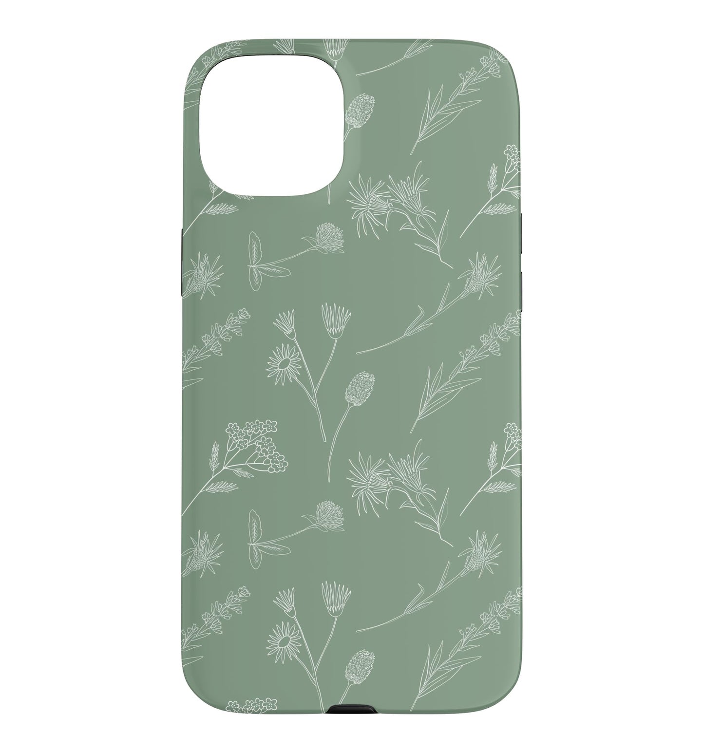 Leaves Botanical Plant Line Art Sage green Wildflower Floral Case for iPhone 16 Pro Max
