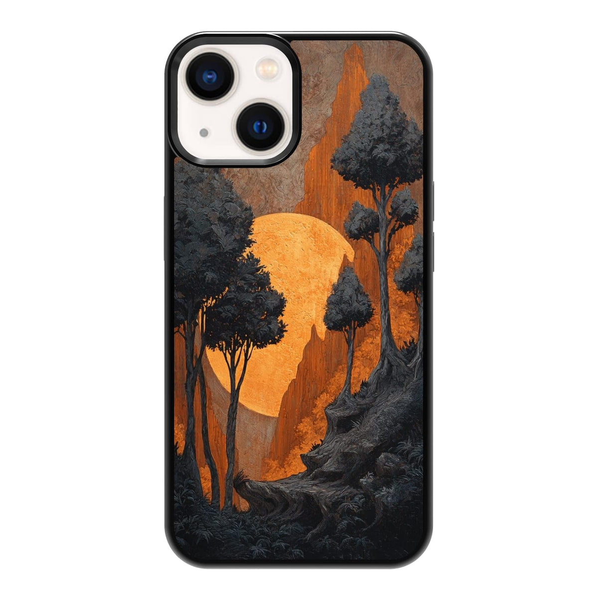 Dark Botanical Wildflower Forest Green Leaf White Blossom Nature Art Phone Case, Shockproof Protective Cover for iPhone 11 12 13 14 15 16 17 Pro Max Plus Mini XR 7 8 SE