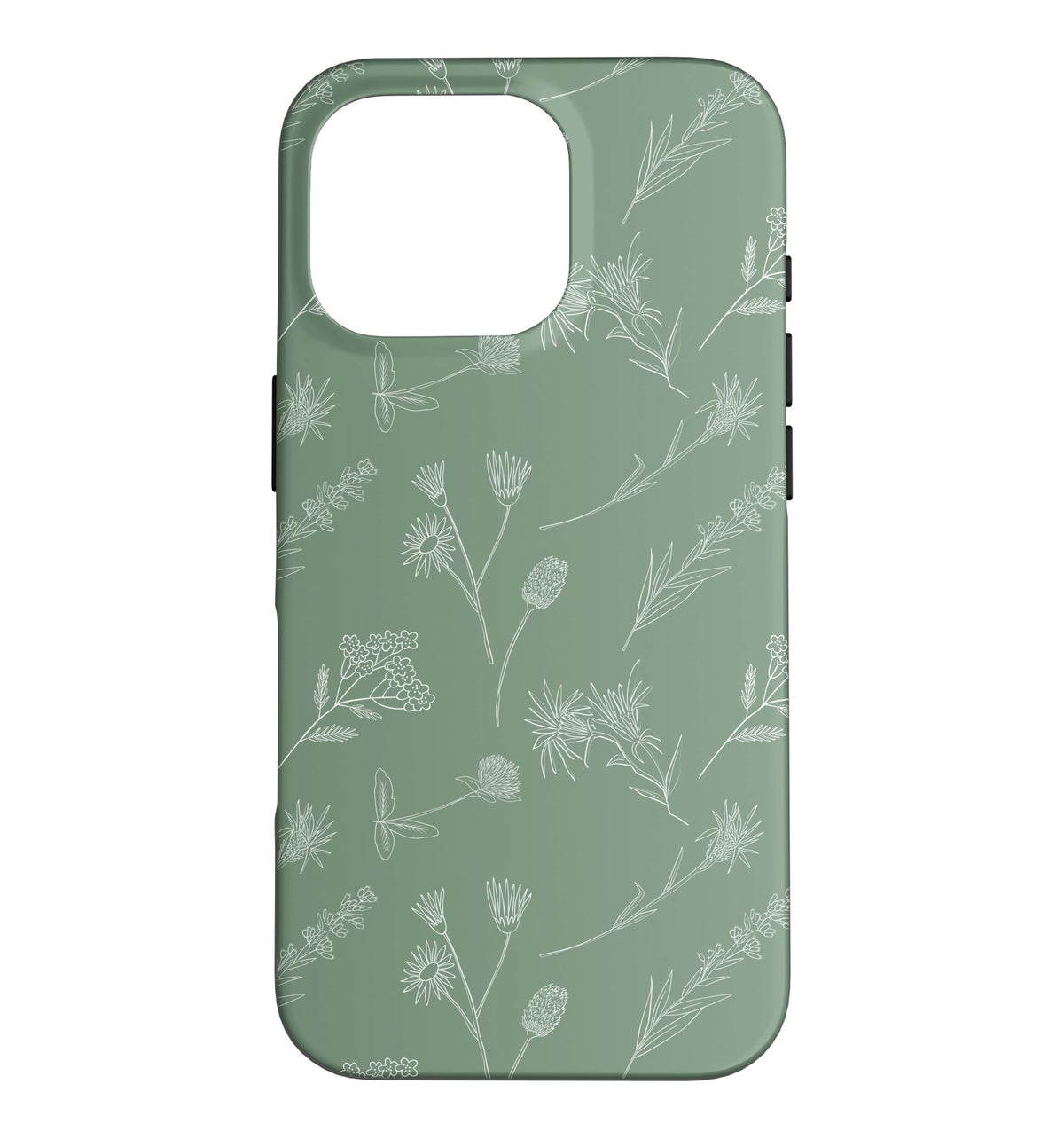 Leaves Botanical Plant Line Art Sage green Wildflower Floral Case for iPhone 16 Pro Max