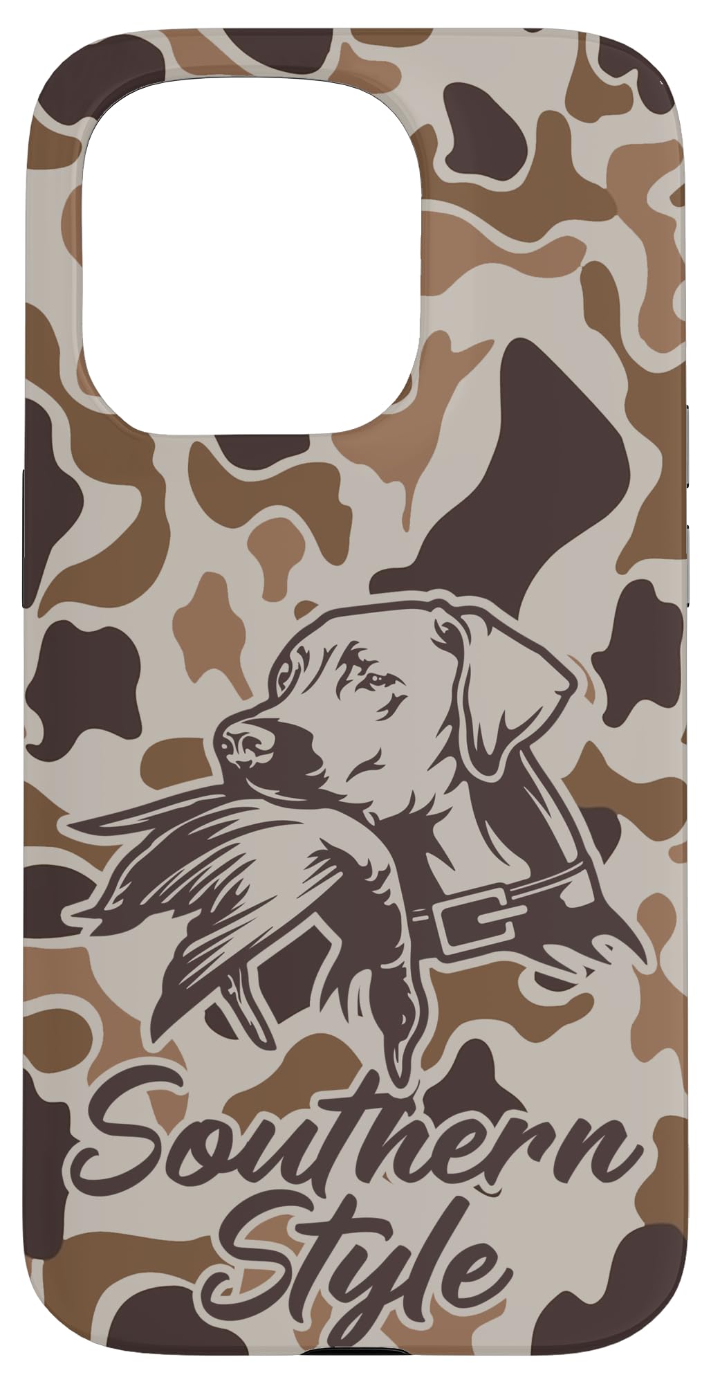 iPhone 15 Old School Camo Southern Style Duck Hunters with Dog Case