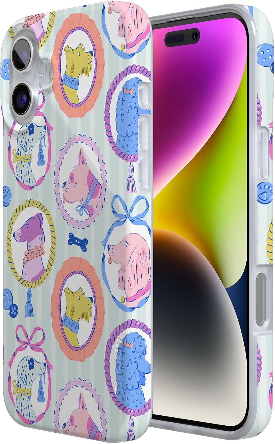 Casely iPhone 16 Case | Chateau Pups | French Dog | Compatible with MagSafe | Classic Ultra Slim Design