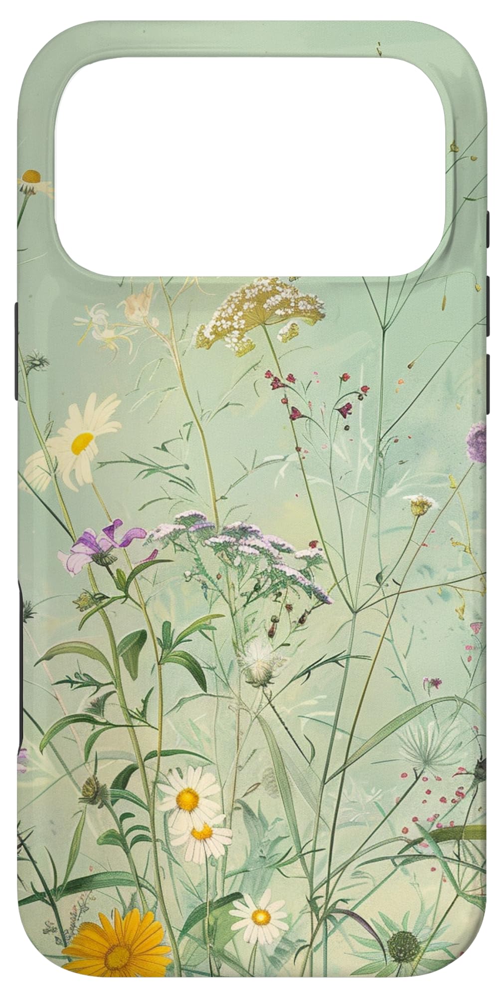Sage Green Boho Botanical Wildflowers Plants Case for iPhone 16 Pro Max