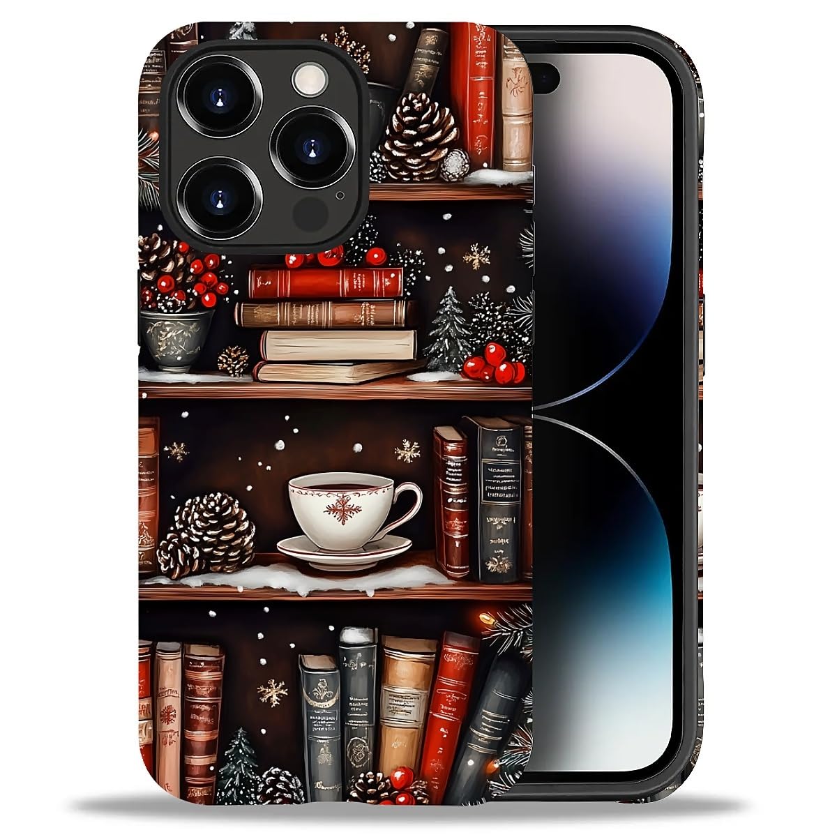 Case for iPhone 17,Drop Protection Hybrid 2-Layer Hard Phone Cover-Vintage Christmas Stamps Collage