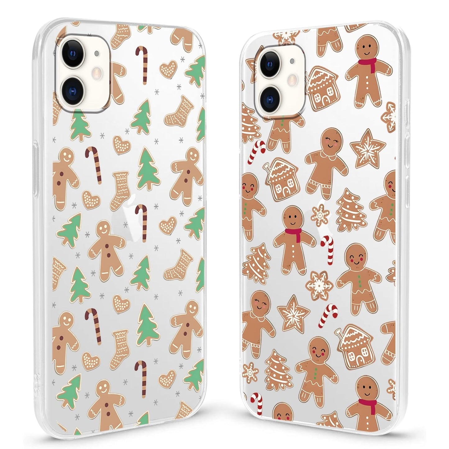 2 Pack Christmas Phone Case for iPhone 16 6.1'', Cute Christmas Tree Pattern Gifts Case with Gingerbread Canes Design Soft TPU Anti-Fall Protective Slim Shockproof Cover for Girl Women Men
