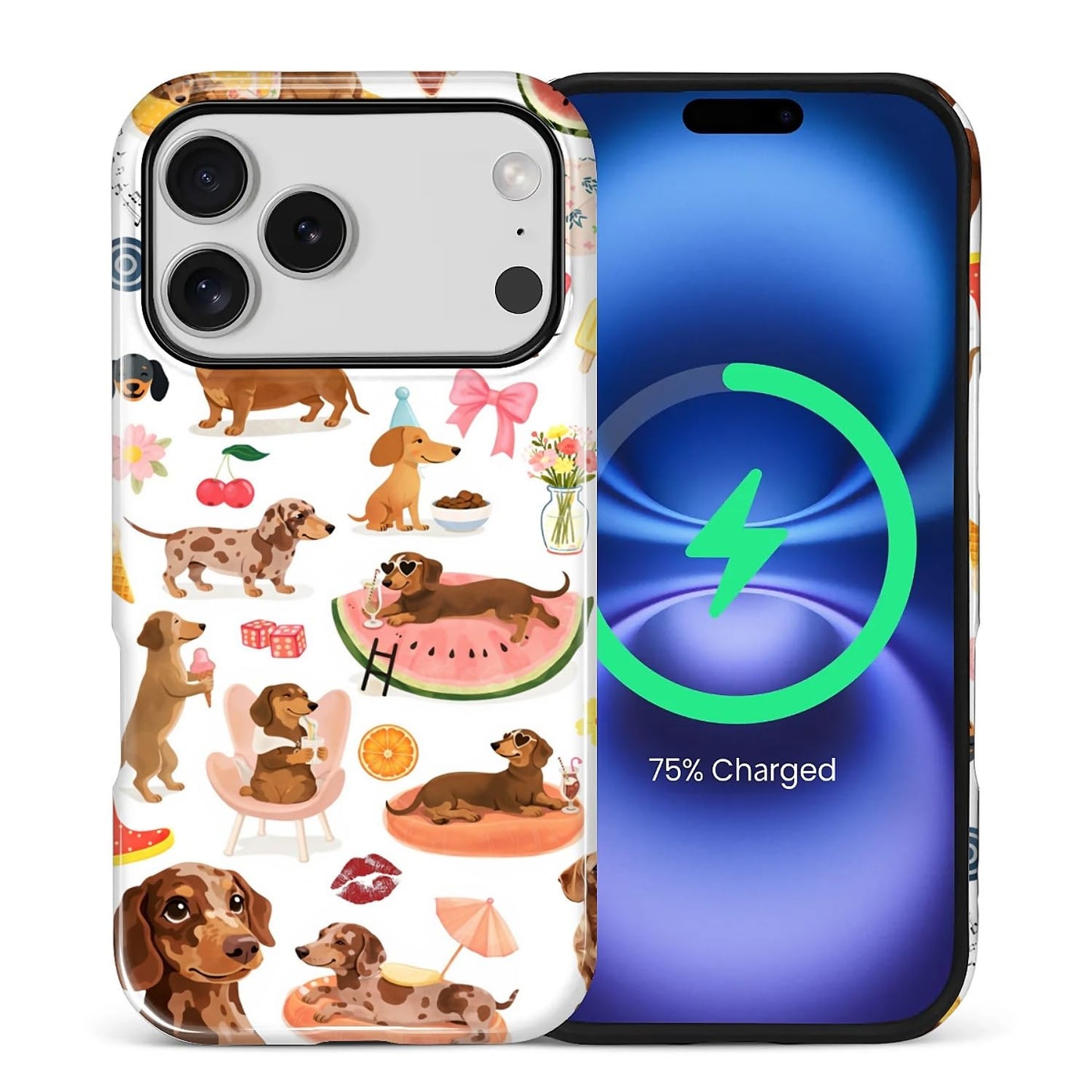 Case Compatible with iPhone 17 [Compatible with MagSafe] Hybrid 2-Layer Hard Shell Protection Case, Shockproof Protective Magnetic Cover for iPhone 17, Funny Sausage Dog Dachshund Collage