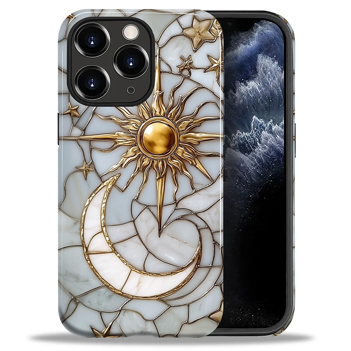 DAIZAG Case for iPhone 13 iPhone 14, Christmas Coffee Snowflake Cane Full-Body Design Hybrid Dual Protection Soft TPU + Hard PC, Shockproof Scratch-Resistant Protective Cover Phone Case for Men Women