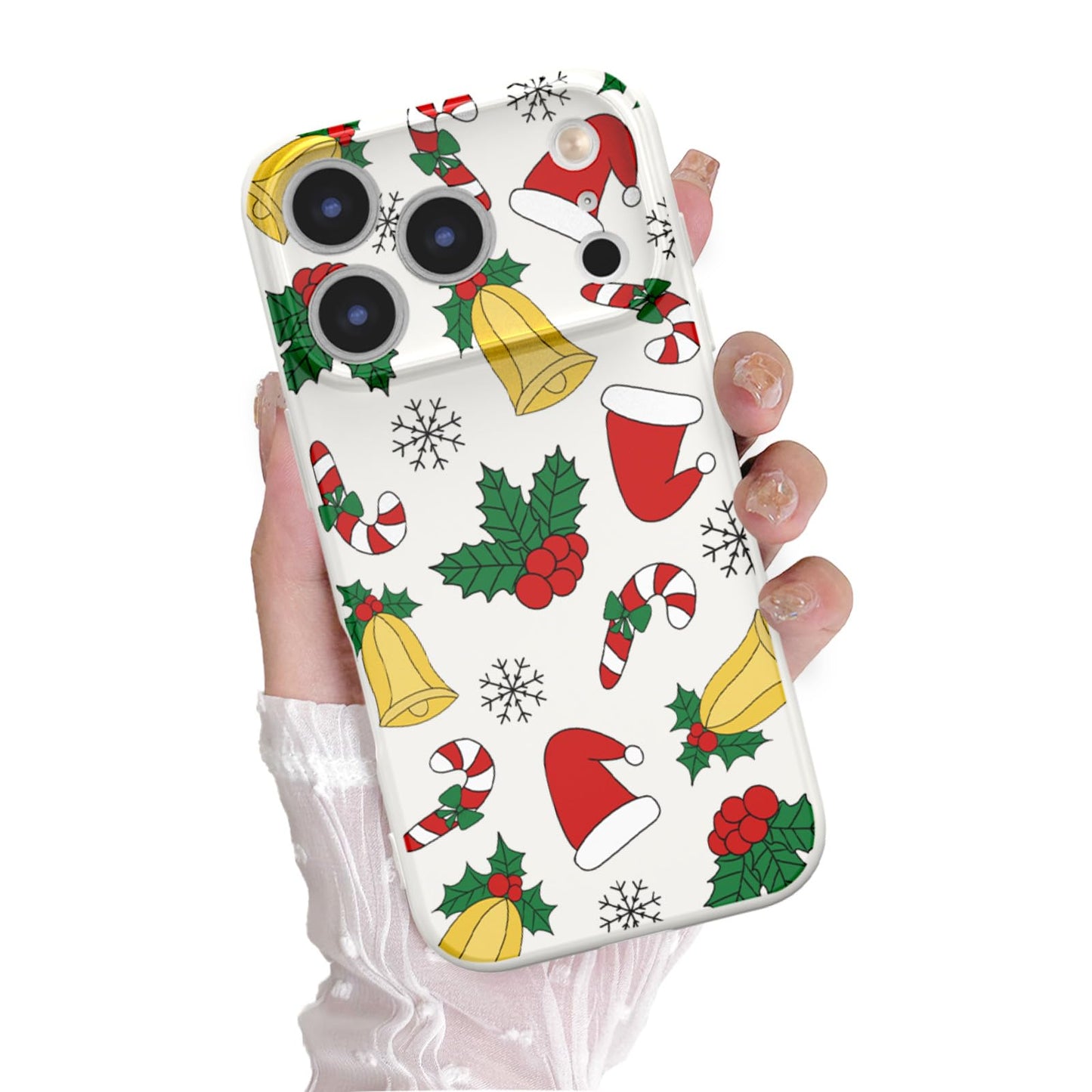 Christmas Case for iPhone 13 Case Cute Xmas Merry Christmas Tree Gingerbread Man Pattern Santa Holiday Aesthetic Gifts Girly Girls Women Kids Soft TPU Protective Cover, Beige