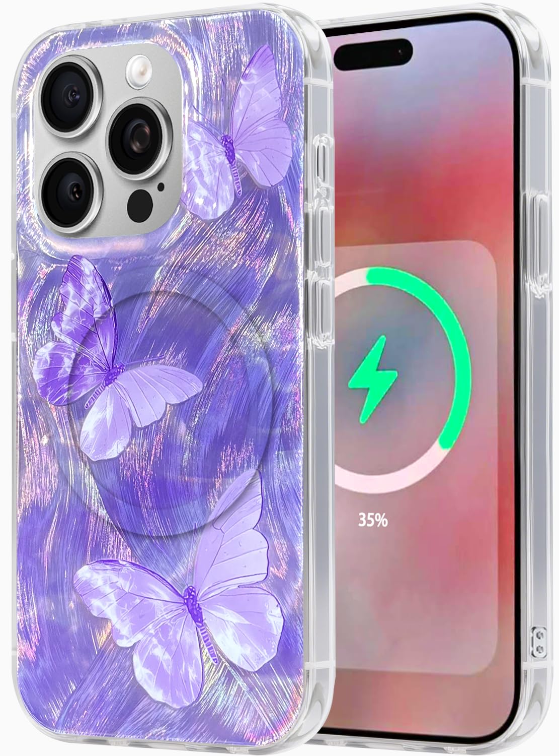 Compatible with iPhone 17 Case,with [Soft Slim][Camera Protection] Cute Fishing Cats Shiny Aesthetic Phone Cover Anti-Yellowing Shockproof Protective Cover for Women Girl