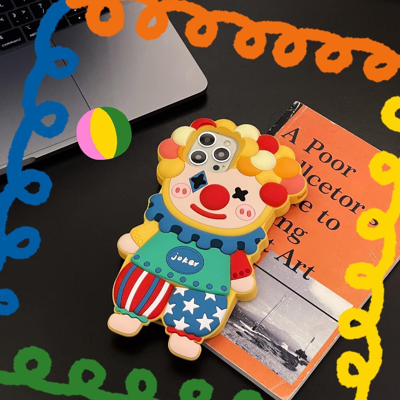 Case for iPhone 17 Pro Max Cute Kawaii 3D Cartoon Clown Soft Silicone Bumper Shockproof Cover Protective Case for Kids Girls