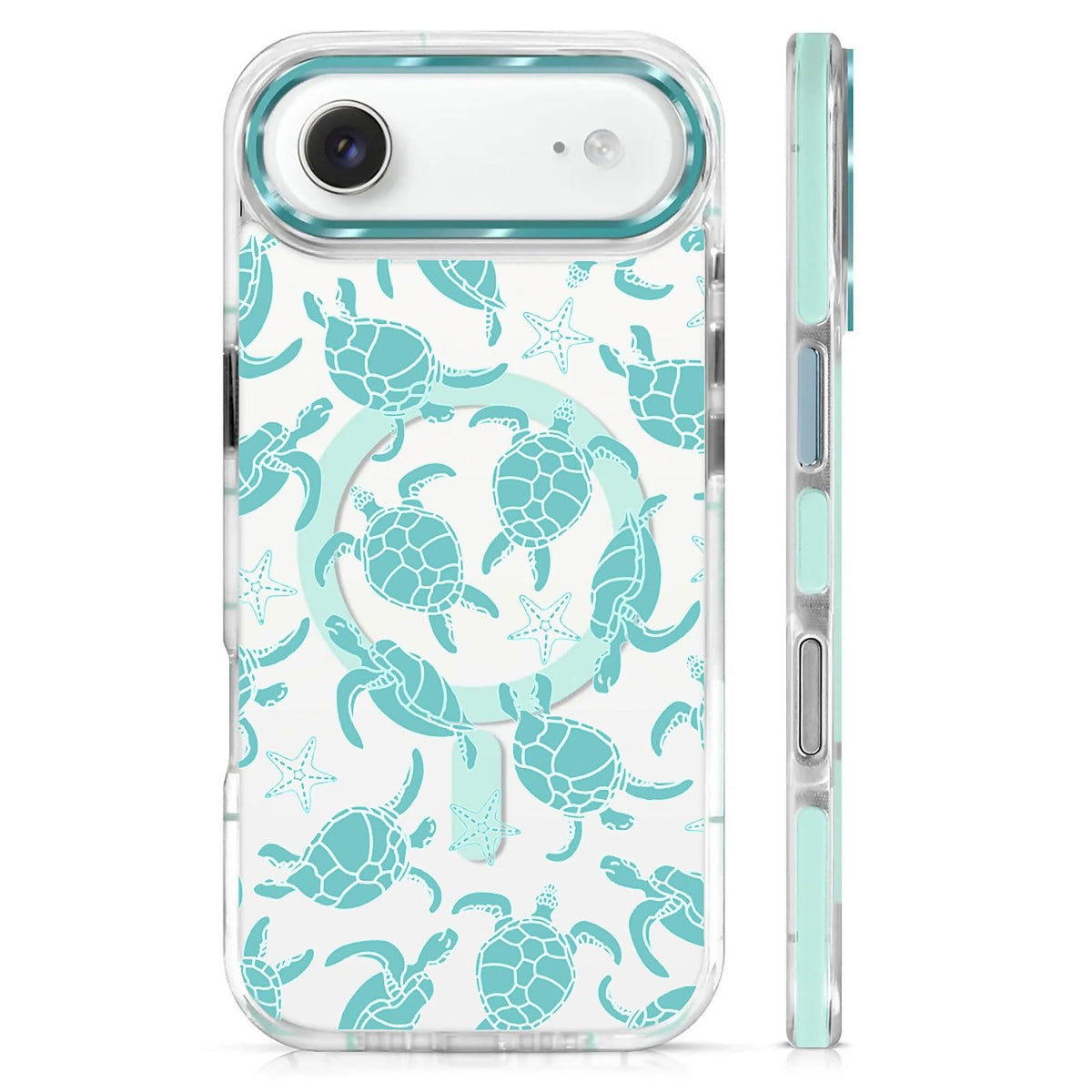 for iPhone 15 Case,Compatible with MagSafe,The Transparent TPU Silicone Protects The Phone Case from Drops, Slips and Fingerprints.Blue Ocean Whale Shark Octopus Turtle Collage