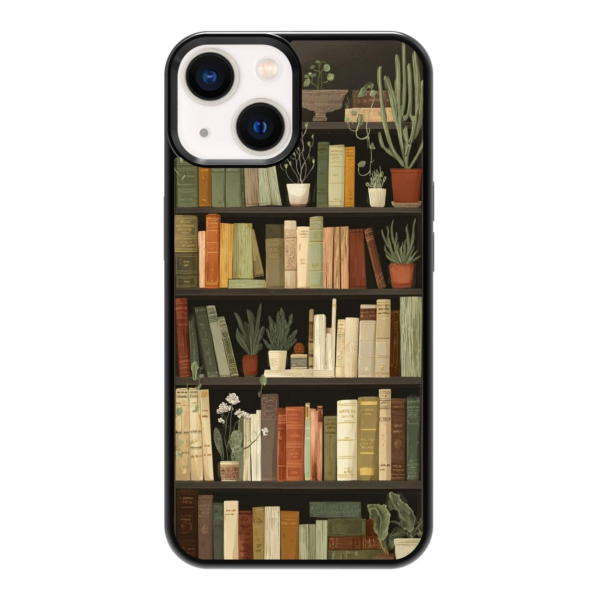 Urban Jungle Bookshelf Houseplant Study Room Phone Case, Shockproof Protective Cover for iPhone 11 12 13 14 15 16 17 Pro Max Plus Mini XR 7 8 SE