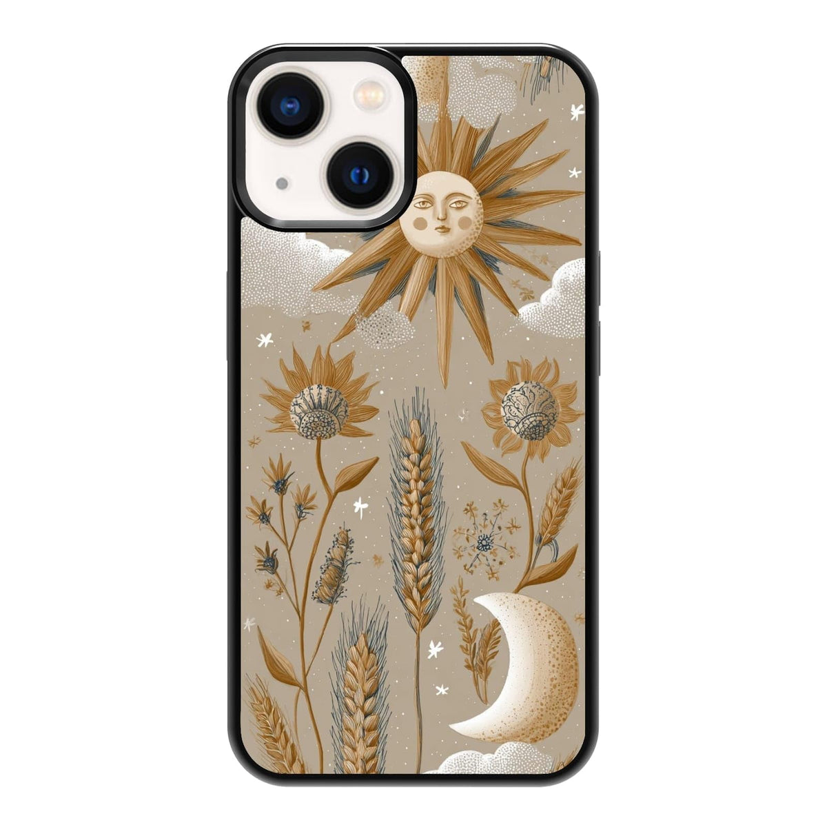 Dark Botanical Wildflower Forest Green Leaf White Blossom Nature Art Phone Case, Shockproof Protective Cover for iPhone 11 12 13 14 15 16 17 Pro Max Plus Mini XR 7 8 SE