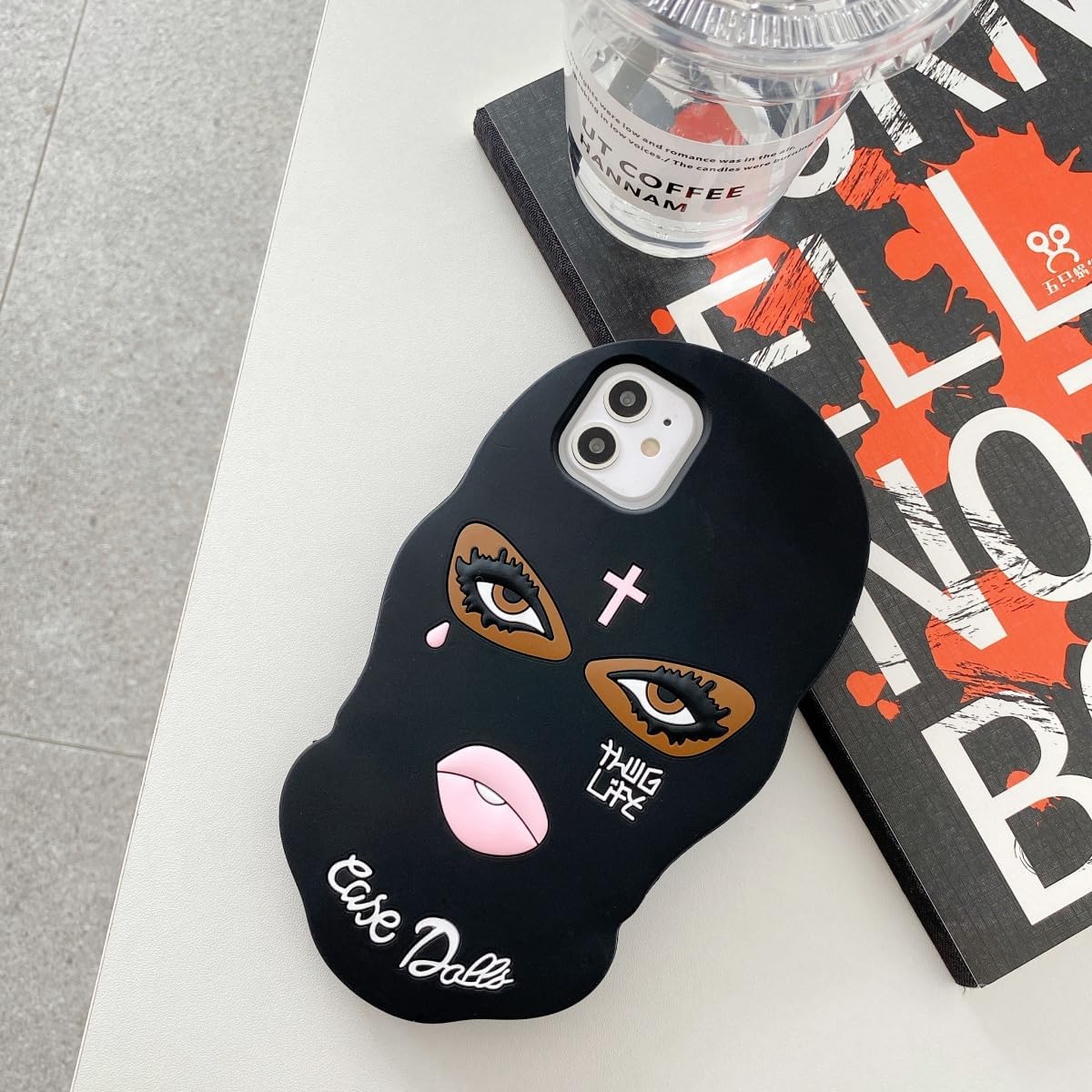 Funny 3D Silicone Case for iPhone 17 Pro Max,Cute Cartoon Black Mask Kawaii Phone Case for Women Girls Soft Rubber Bumper Cool Fun Cover for iPhone 17 Pro Max