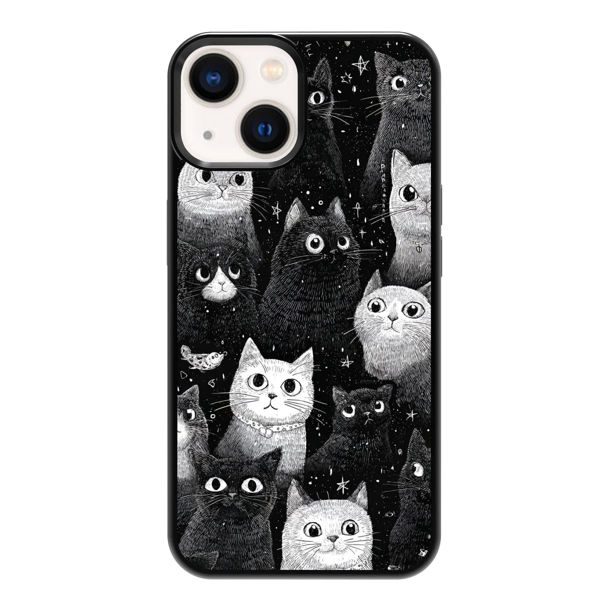 Lush Tropical Monstera Leaves Black Cat Botanical Art Phone Case, Shockproof Protective Cover for iPhone 11 12 13 14 15 16 17 Pro Max Plus Mini XR 7 8 SE