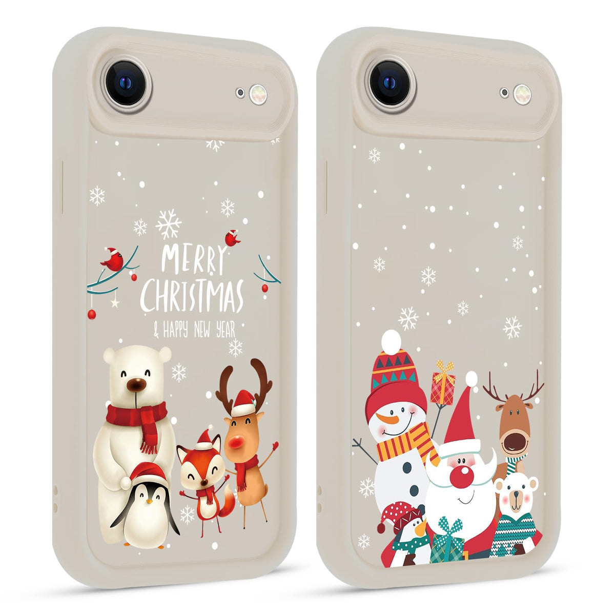 2 Pack Christmas Phone Case for iPhone 12 6.1", Cute Cover with Red Xmas Tree Candy Snowflake Pattern Full Camera Lens Shockproof Soft Silicone Cover for Girl Women