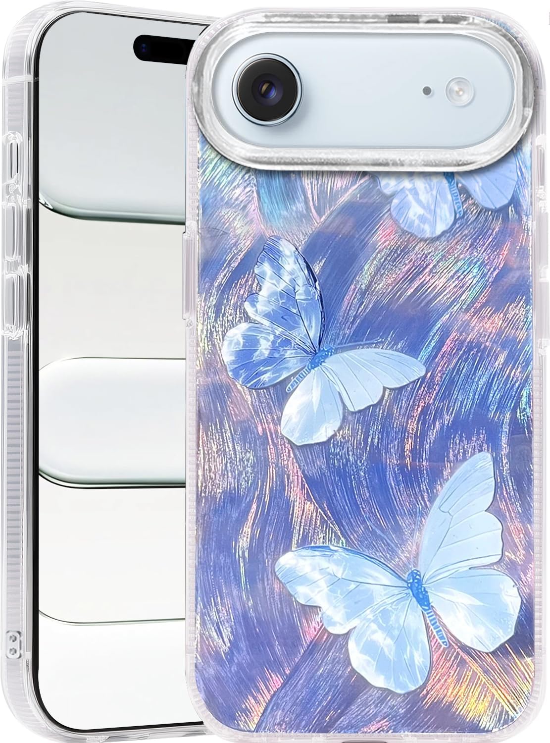 Compatible with iPhone 17 Case,with [Soft Slim][Camera Protection] Cute Fishing Cats Shiny Aesthetic Phone Cover Anti-Yellowing Shockproof Protective Cover for Women Girl