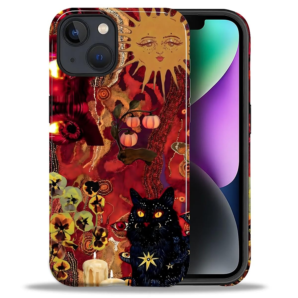 for iPhone 13/14 Case,Hybrid 2-Layer Hard Shell + Silicone Protective Case -Resistant Shockproof- Ally's Dog's Cute College Summer Flower Collage