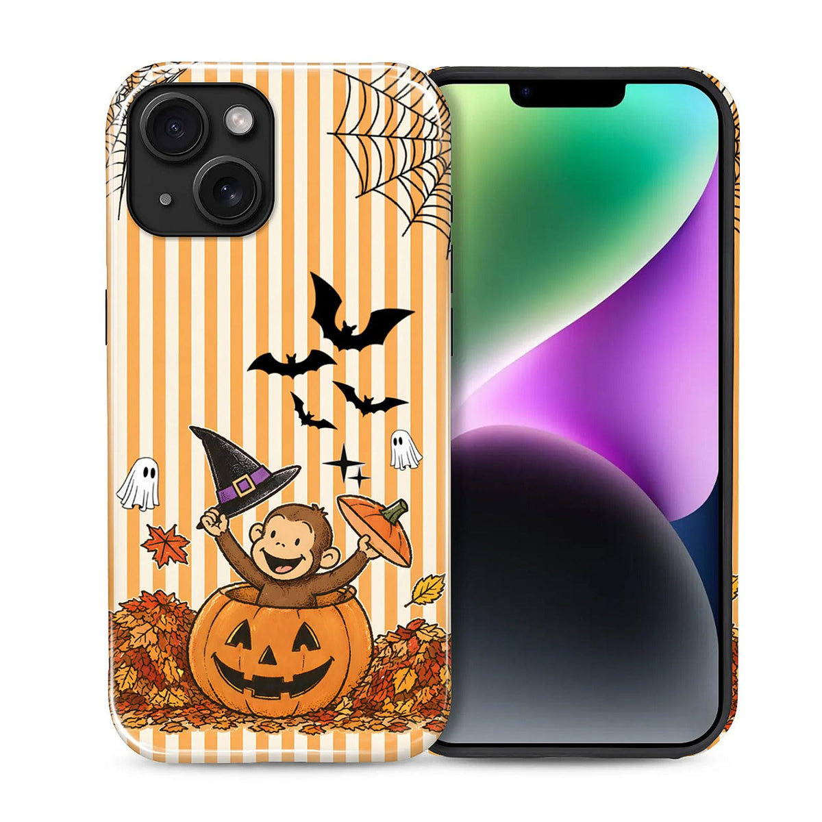 for iPhone 15 Pro Case,Hybrid 2-Layer Hard Shell + Silicone Protective Case -Resistant Shockproof- A Naughty Cat with Blue Stripes Eating Fish