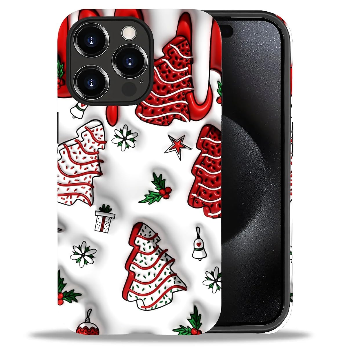 Case for iPhone 17,Drop Protection Hybrid 2-Layer Hard Phone Cover-Vintage Christmas Stamps Collage