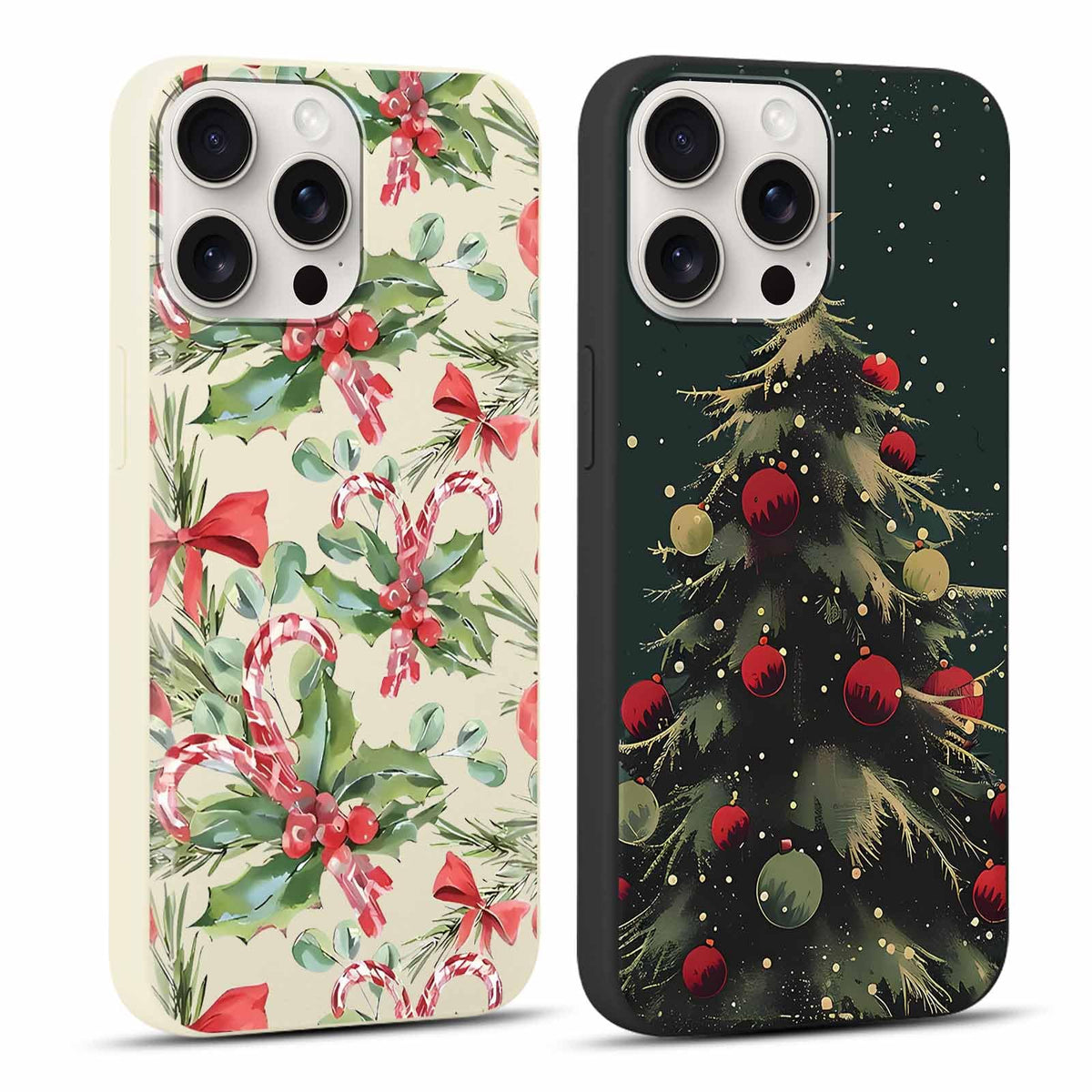 2 Pack Merry Christmas Phone Case for iPhone 16 6.1", Cute Xmas Christmas Tree Pattern Case with Candy Design Christmas Decorations Gifts Shockproof Soft Silicone Cover for Girl Women