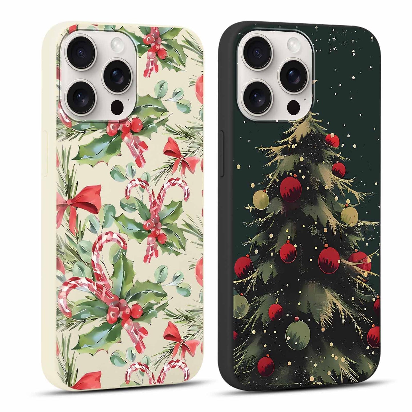 2 Pack Merry Christmas Phone Case for iPhone 13 / iPhone 14 6.1", "Cute Xmas Tree Pattern Case with Candy Design Christmas Decorations Gifts Shockproof Soft TPU Cover for Girl Women