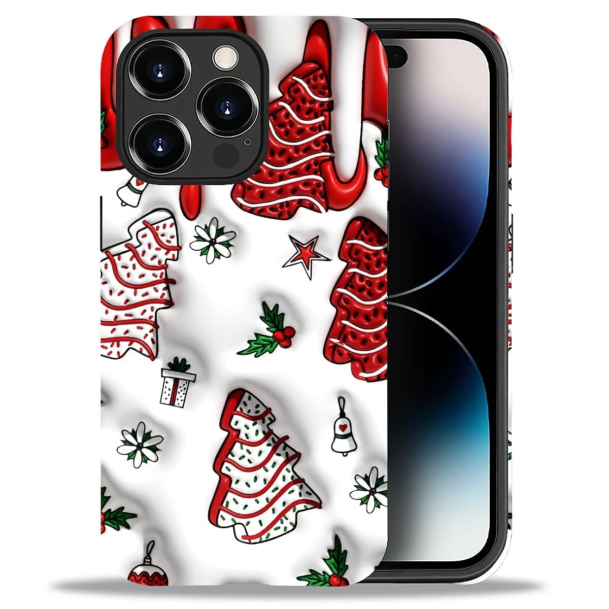 Case for iPhone 17,Drop Protection Hybrid 2-Layer Hard Phone Cover-Vintage Christmas Stamps Collage