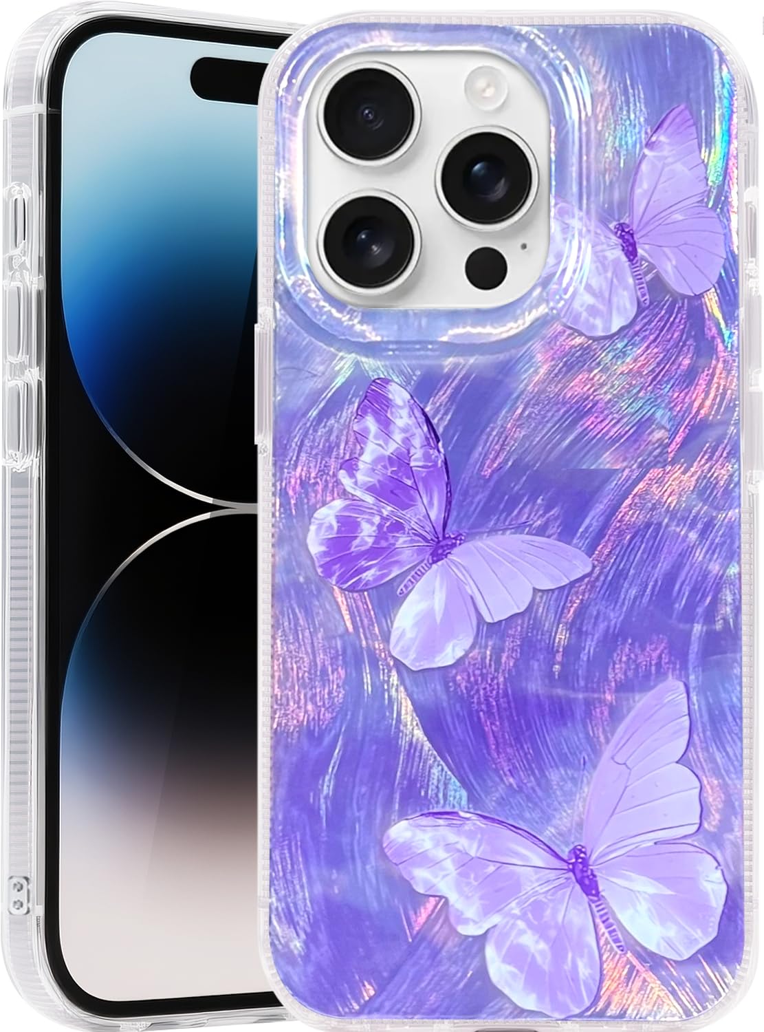 Compatible with iPhone 17 Case,with [Soft Slim][Camera Protection] Cute Fishing Cats Shiny Aesthetic Phone Cover Anti-Yellowing Shockproof Protective Cover for Women Girl