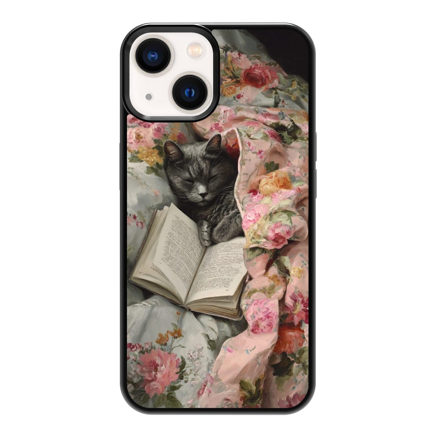 Lush Tropical Monstera Leaves Black Cat Botanical Art Phone Case, Shockproof Protective Cover for iPhone 11 12 13 14 15 16 17 Pro Max Plus Mini XR 7 8 SE
