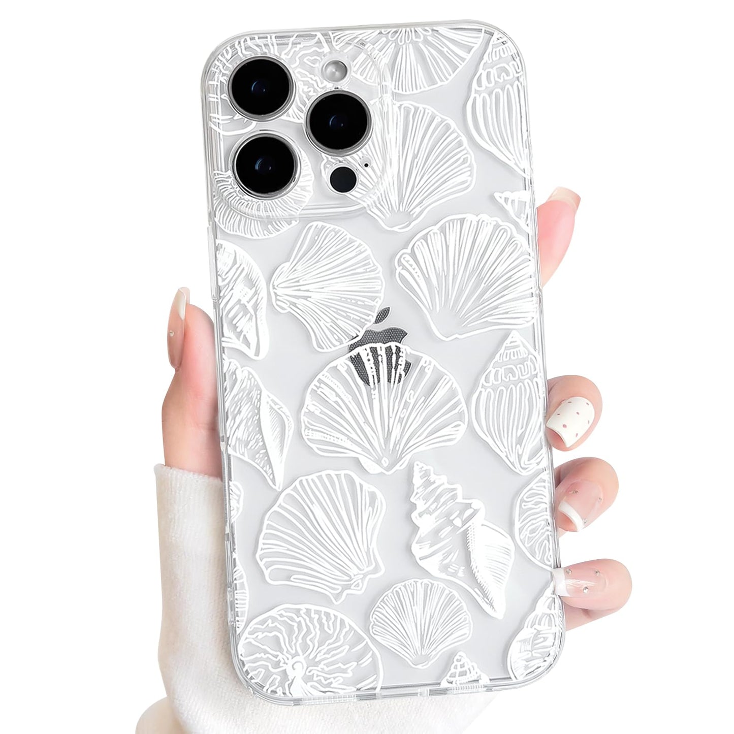 NITITOP Compatible with iPhone 16 Case Clear Sea - White Turtle | Cute, Shell whale ocean animal, For women men girls boys, Slim, Soft TPU, Shockproof
