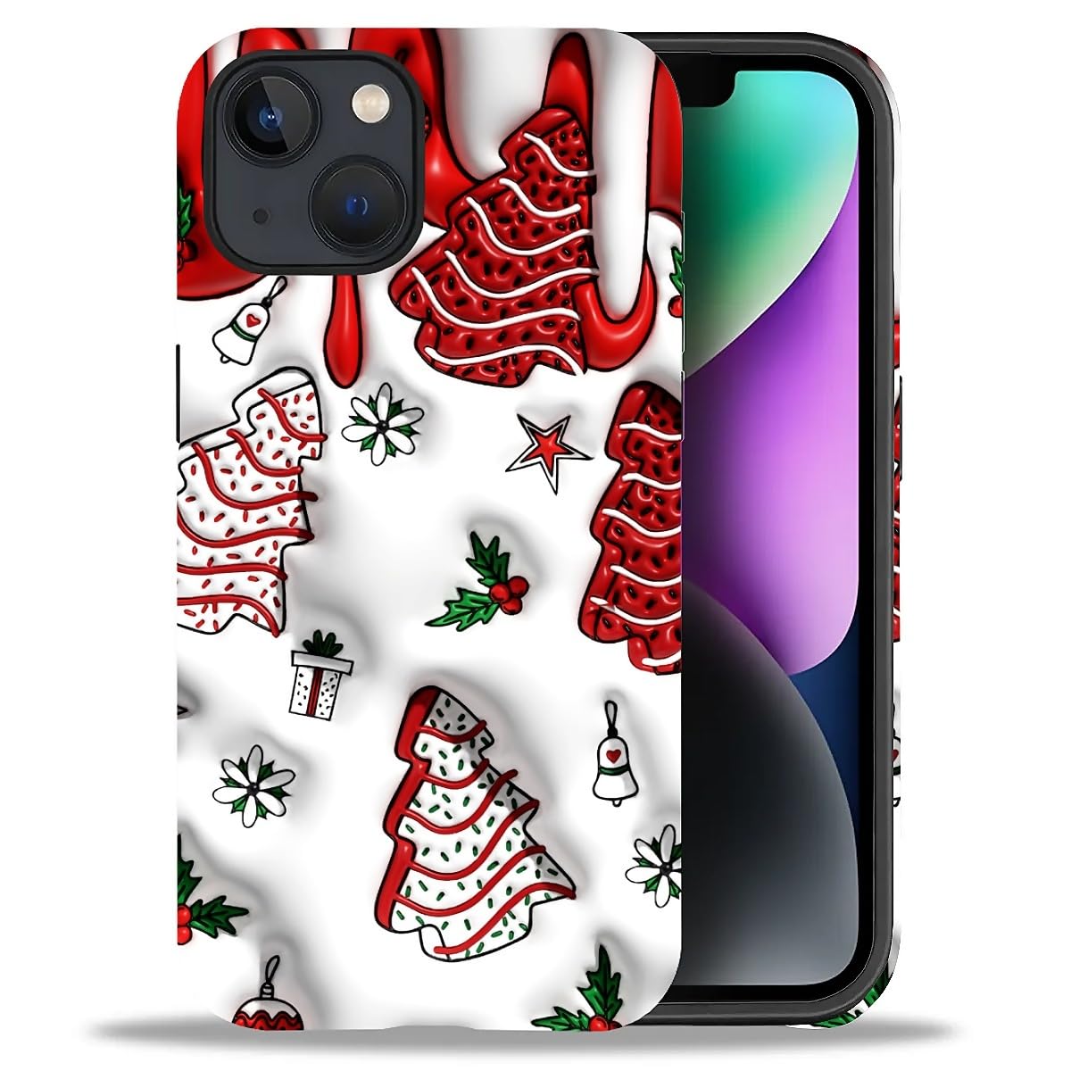 Case for iPhone 17,Drop Protection Hybrid 2-Layer Hard Phone Cover-Vintage Christmas Stamps Collage