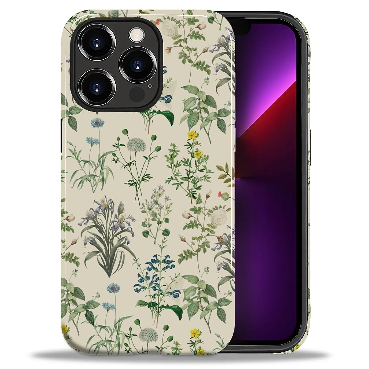 DAIZAG Case for iPhone 13 iPhone 14, Christmas Coffee Snowflake Cane Full-Body Design Hybrid Dual Protection Soft TPU + Hard PC, Shockproof Scratch-Resistant Protective Cover Phone Case for Men Women